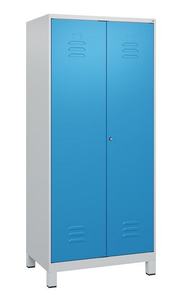C+P Umkleidespind Classic PLUS, Doppel-Spind, Füße, 2 Abteile, 1800x800x500mm, 7035/5012, Zylinderschloss, 0800127-22P S10019
