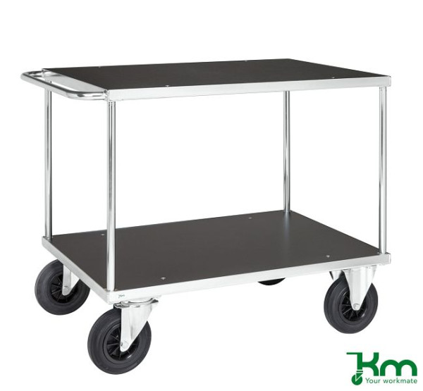 Kongamek Tischwagen, 2 Bock- und 2 Lenkrollen aus Vollgummi, 1100 x 700 x 870 mm, Serie 500, KM537-2