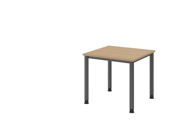 Hammerbacher Schreibtisch HS08, 80 x 80 cm, Platte: Eiche, 25 mm dick, 4-Fuß-Gestell in Graphit, Arbeitshöhe 68,5-81cm, VHS08/E/G