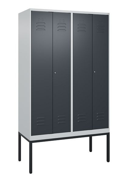 C+P Umkleidespind Classic PLUS, Doppel-Spind, Gestell, 4 Abteile, 2120x1200x500mm, 7035/7016, Zylinderschlösser, 0800327-40P S10023