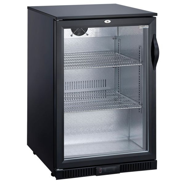 Cooldura Bar-Kühlschrank mit Glastür - 128 Liter, Schwarz/Silber, CBB1D