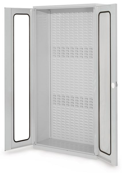 Kappes RasterPlan Schlitzplattenschrank Modell 50, Leergehäuse, H1950 x B1000 x T410 mm, RAL 7035, Sichtfenstertüren, 1353.00.5013