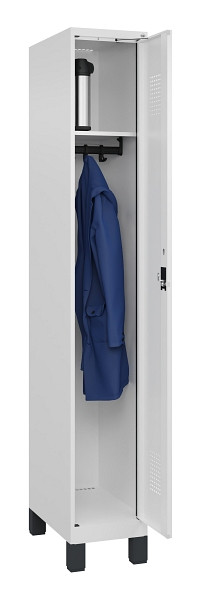 C+P Spind Evolo PLUS, mit Füßen, 1 Abteil, 1950x300x500mm, 9016/9016, Verschluss Zylinderschloss, Ablageböden 1, 049010-10 S10048