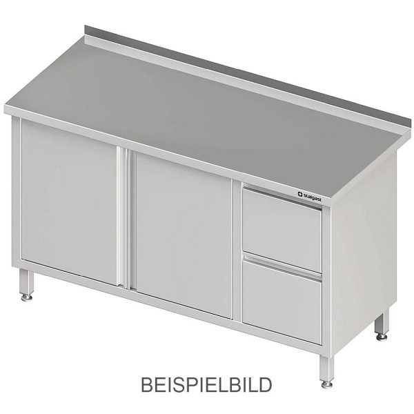 Stalgast Arbeitsschrank mit Flügeltüren 2000x700x850mm, mit 2er Schubladenblock links, mit Aufkantung, verschweißt, VAS20703LA