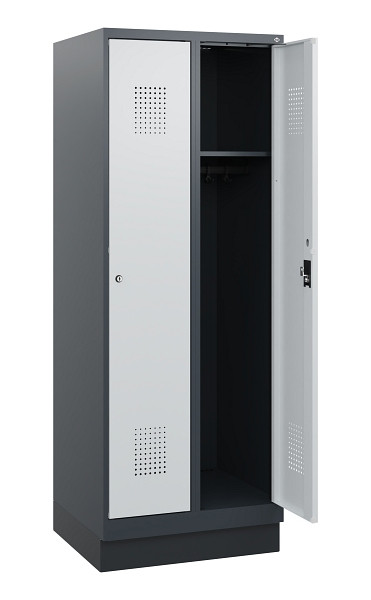 C+P Spind Evolo PLUS, Sockel, 2 Abteile, 1630x600x500mm, 7016/7035, Zylinderschloss, 0490205-20 S10044
