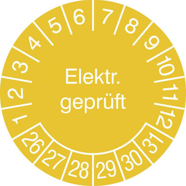 Stein HGS Prüfplaketten mit Jahresfarbe (6 Jahre), gelb, 2026-2031, 31.3654-26