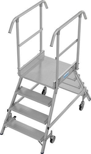 Krause Podest-Leiter aus Aluminium, fahrbar, 2 x 4 Stufen, beidseitig besteigbar, gemäß EN 131-7, 312171