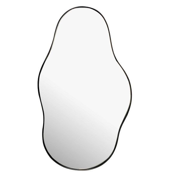 Wohnling Wandspiegel Asymmetrisch 40x80cm Metall Design Hängespiegel Schwarz, Eisen Dekospiegel Unförmig mit Rahmen, Spiegel Wand Groß, WL7.109