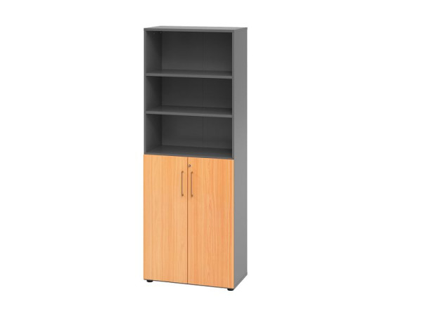 Hammerbacher Kombischrank 6OH/Türen 3OH 968T3 Graphit/Buche, 80 x 42 x 215,4 cm, V968T3/G/6/BS