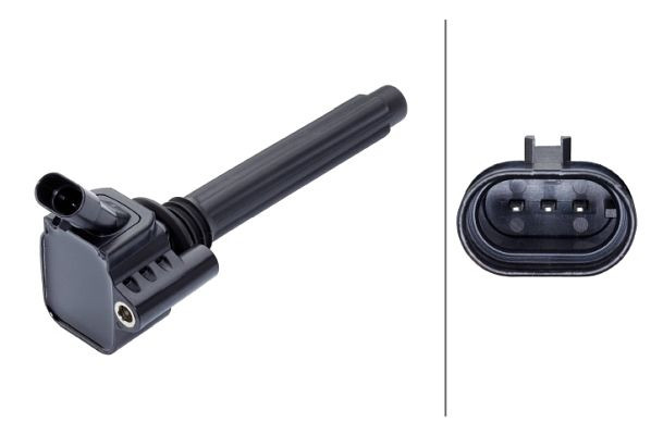 HELLA Zündspule, 14V, 3-polig, Kerzenschachtzündspule, geschraubt, 5DA 358 168-151