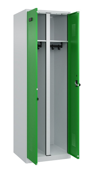 C+P Schwarz-Weiß-Spind Evolo PLUS, 2 Abteile, 1850x600x500mm, 7035/6037, Drehriegel, 049002-20 S10011