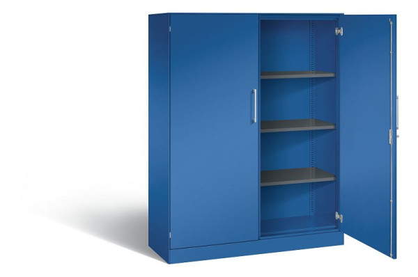 C+P Flügeltürenschrank Asisto, H1635xB1200xT435mm, Farbe: Enzianblau, Bügelgriff, 4 OH, 141011-000 S10069