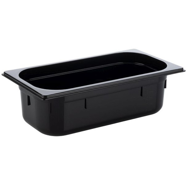 APS GN 1/3 Behälter, 32,5 x 17,6 cm, Tiefe: 100 mm, Polycarbonat, schwarz, 3,6 Liter, 82069