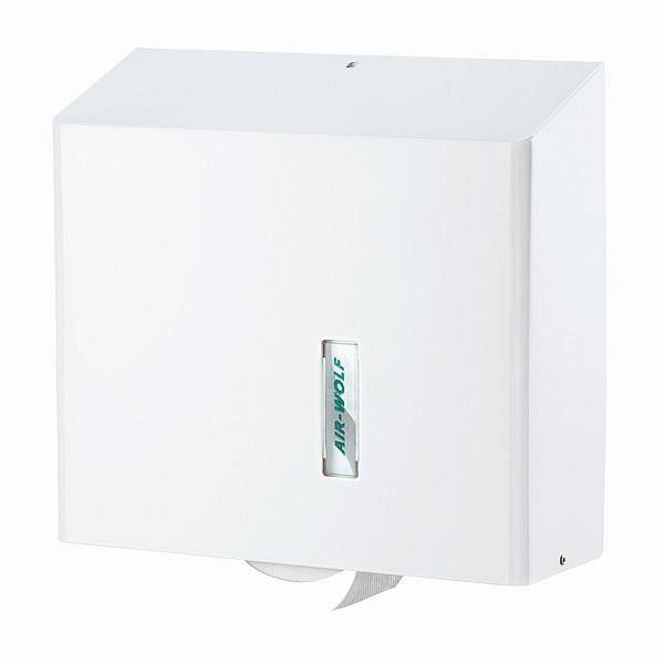 Air Wolf WC-Papierspender, Serie Omega, H x B x T: 350 x 377 x 133 mm, Edelstahl weiß, 29-436