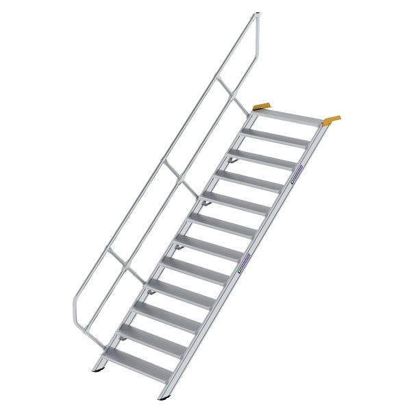 Munk Günzburger Steigtechnik Treppe 45° Stufenbreite 1000 mm 12 Stufen Aluminium geriffelt, 600352