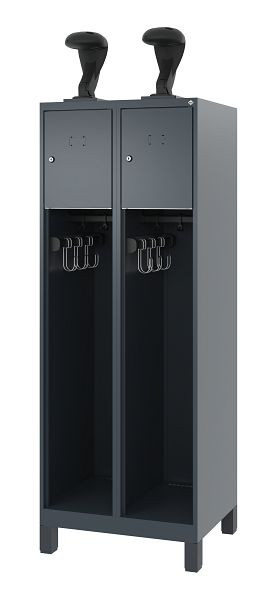 C+P Feuerwehrspind Evolo, Modell YOUNGSTER, 2 Abteile, H1530xB600xT500 mm, Anthrazit, Füße, 0490015-20 S10007