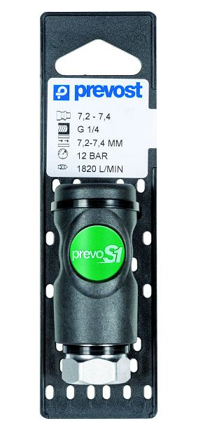 Prevost Kupplung 7,2-7,4 mit zylindrischem Innengewinde auf Lochplatte, IG BSPP= G 3/8, ESI 071102CP