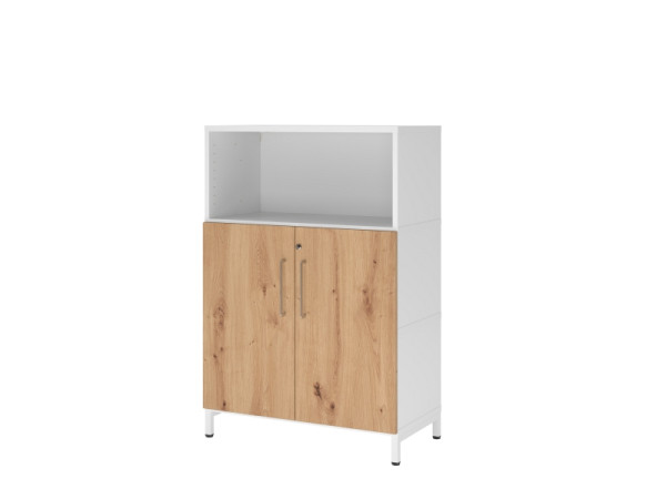Hammerbacher Regal/Türen, 3OH, Sockel, weiß/asteiche, VFW38T2KU/W/R/BS