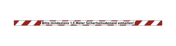 Moedel Fußbodenaufkleber Bitte mind. 1,5 m..., Folie mit Acrylatkleber, rutschhemmend, 1500x50mm, 103764