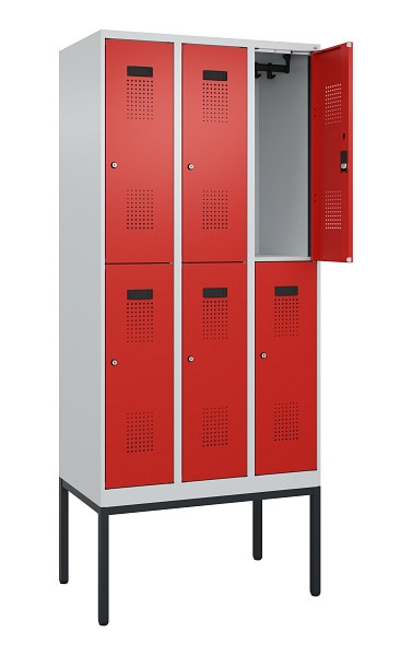 C+P Doppelstock-Spind Evolo PLUS, Gestell, 6 Fächer, 2120x900x500mm, 7035/3020, Zylinderschloss, 0493307-30 S10032