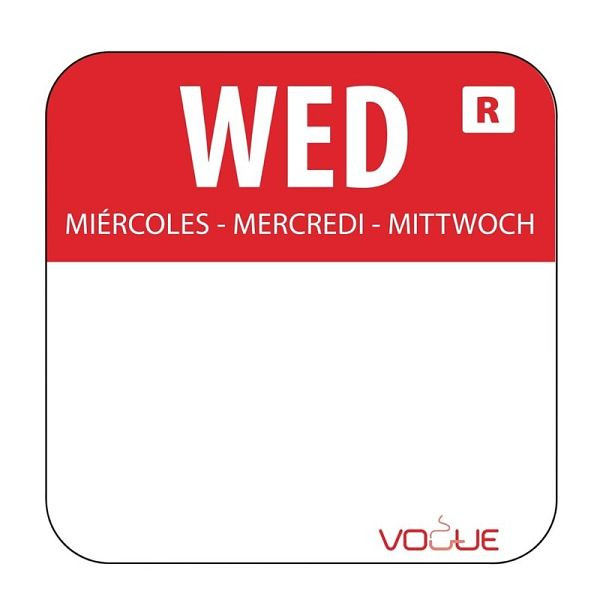 Vogue Farbcode Sticker Mittwoch rot, VE: 1000 Stück, L933