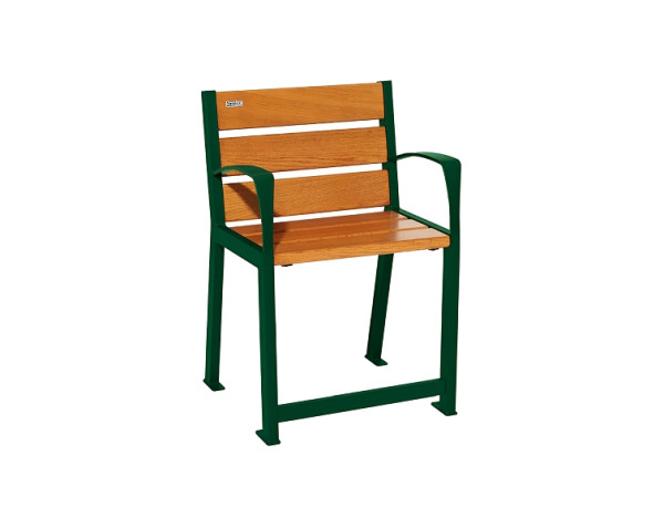 Procity Stuhl Silaos Für Senioren 6 Holzlatten, Mit Armlehne, Holz & Stahl, helle Eiche/RAL 6005, 209620.6005.CHEC