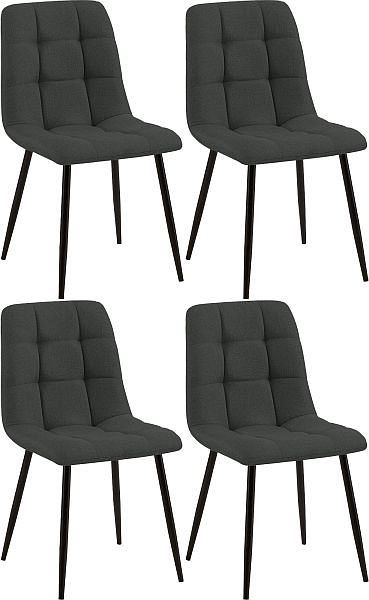CLP 4er Set Esszimmerstuhl Tilde Stoff, dunkelgrau, 318339