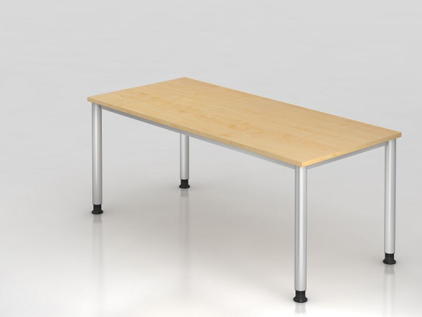 Hammerbacher Schreibtisch 4 Fuß rund 180x80cm Ahorn/Silber, Rechteckform, VHS19/3/S