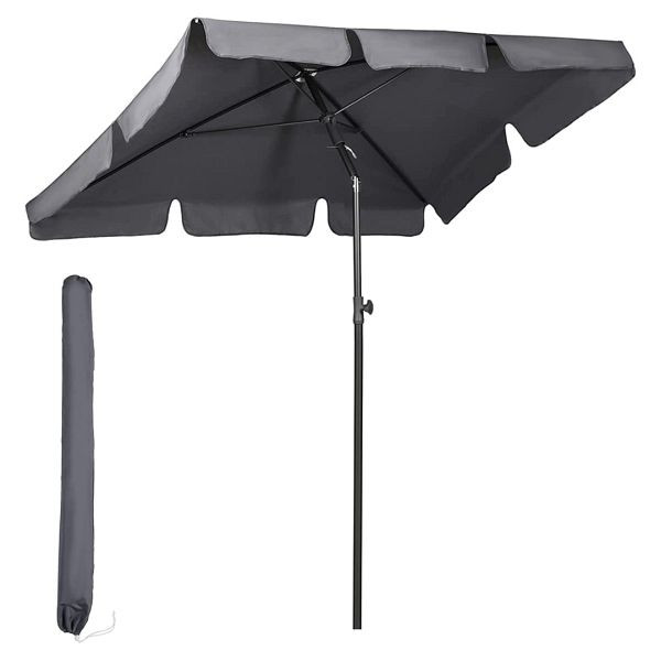 Sekey 200 × 125 cm Balkon Sonnenschirm Rechteckig mit Schutzhülle, Farbe: grau, 39921377