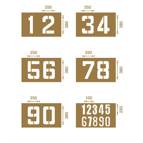 Stein HGS Spritzschablonen für Bodenmarkierung, Satz 2 (Ziffern), Inhalt 6 Schablonen, 90.3306-02