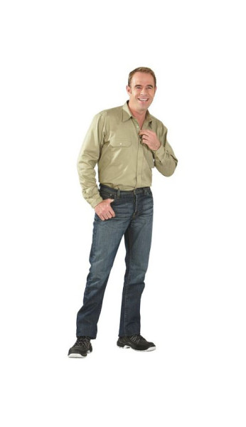 Planam Hemden Köperhemd 1/1 Arm, khaki, Größe 37/38, 0409037