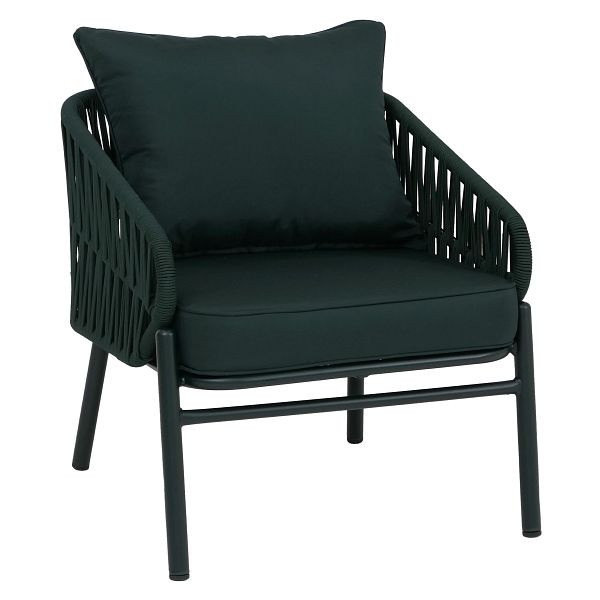 Mendler Aluminium-Gartenstuhl HWC-P90, Loungestuhl Sessel Outdoor, Seilgeflecht Rope Stoff/Textil (180g/m²), grün, 120219