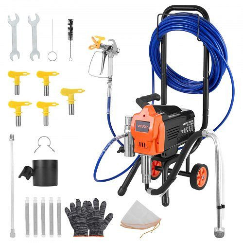 VEVOR Airless-Farbspritzgerät 1500W 3300 psi mit Reinigungsbürste, Schlauch, Verlängerungsstange & Düsen, für Wohnungen, ZSSPTJ1500W0LMIA4001V2
