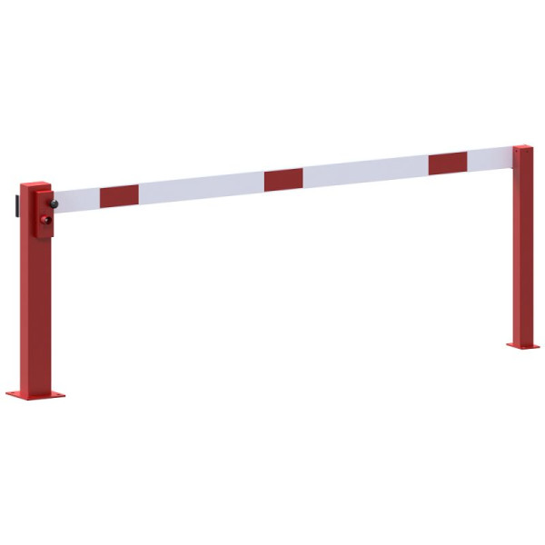 Stein HGS Kompakte Handschranke mit festem Auflagepfosten, Dreikantverschluss, rot / weiß, 2500 mm, 63697.0013