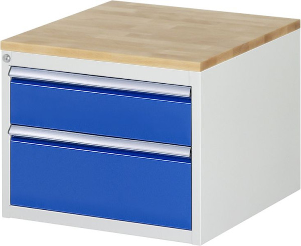 RAU Schubladenschrank Serie 7000, B580 x T650 x H465 mm, 2 x Schublade-Größe-L 1xH150, 1xH210 mm, Buche-Massiv-Arbeitsplatte, 03-L2.11A-B.11