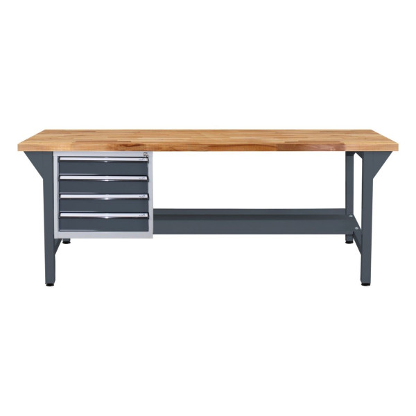 ADB Werkbank mit Schubladenbox-4 Schubladen, H850xL2000xT750mm, RAL 7016, 42687