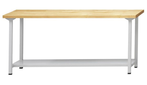 ANKE Werkbänke Arbeitstisch; 2000 x 800 x 900 mm; RAL 7035; Platte mit verzinktem Blechbelag 50 mm; Ablageboden aus Stahlblech 600 mm tief, 401.331