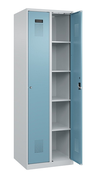C+P Wäsche-Spind Evolo PLUS, 2 Abteile, 1850x600x500mm, 7035/0010, Verschluss Zylinderschloss, Ablageböden 8, 049000-20B S10036
