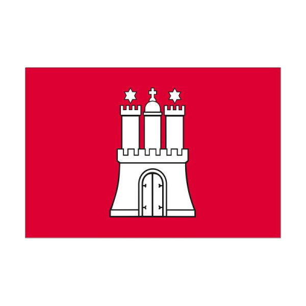 Stein HGS Landesflagge Hamburg, 60 x 90 cm (Querformat), mit Seil und Schlaufe, FlagTop 160 g/m², für Fahnenmasten 6 m, ohne Hohlsaum, 26309