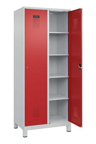 C+P Wäsche-Spind Evolo PLUS, mit Füßen, 2 Abteile, 1950x800x500mm, 7035/3000, Verschluss Zylinderschloss, Ablageböden 8, 049010-22B S10030