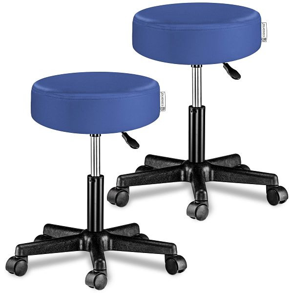casaria Rollhocker Kunstleder 2er-Set Blau 360° drehbar, 995881