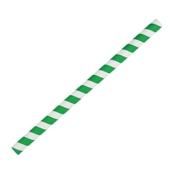 Fiesta Green Smoothie-Trinkhalm Papier grün gestreift 21cm, VE: 250 Stück, FB148