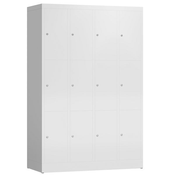 Lüllmann ClassiX Schließfachschrank, 4 Abteile à 3 Fächer, 1800 x 1185 x 500 mm, signalweiß, X-520347