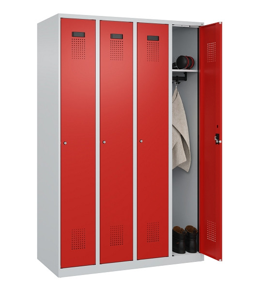 C+P Spind Evolo PLUS, 4 Abteile, 1850x1200x500mm, 7035/3020, Verschluss Zylinderschloss, Ablageböden 4, 049000-40 S10032