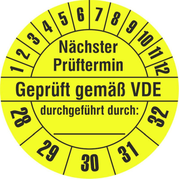 Stein HGS Prüfplaketten o. Jahresfarbe (5 Jahre), Nächster Prüftermin, Ø 30 mm, 2028-2032, 31.c7059-28