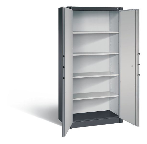 C+P Feuerschutzschrank Certos, H1950xB930xT500mm, Farbe: Schwarzgrau / Weißaluminium, Klinkengriff, 5 OH, 1170-00 S10008