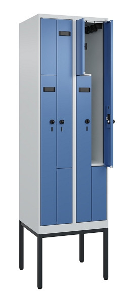 C+P Z-Spind Evolo PLUS, Gestell, 4 Fächer, 2120x600x500mm, 7035/5023, Drehriegel, 0490337-204 S10020