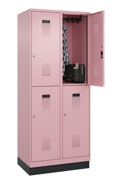C+P Doppelstöckiger Spind Evolo PLUS, mit Sockel, 4 Fächer, 1950x800x500mm, 3015, Zylinderschloss, 049320-22 S10051