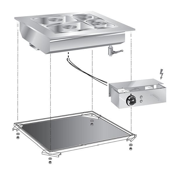 Gastro-Inox drop-in Bain Marie 60cm mit Anschlusskasten, 160.546