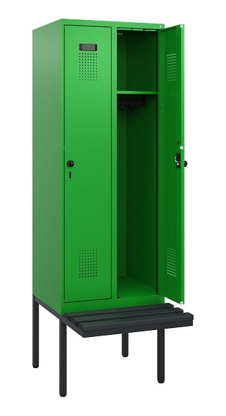 C+P Spind Evolo PLUS, 2 Abteile, 1950x600x815mm, 6037/6037, Drehriegel, Sitzfläche Kunststoff, 0490405-20 S10080